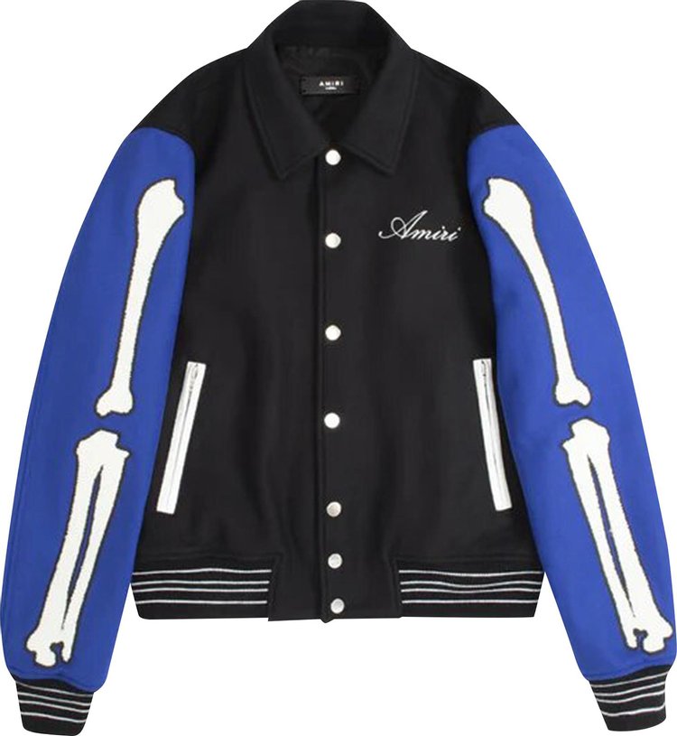 Buy Amiri Bones Varsity Jacket 'Black/Blue' - PS22M0S002 013 BLAC | GOAT