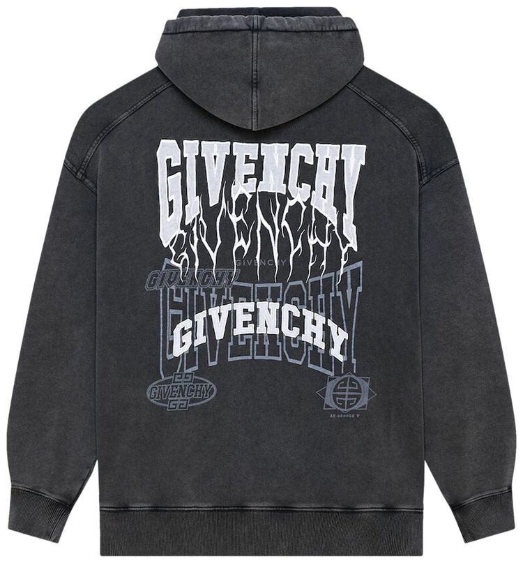 Givenchy Slim Fit Print Hoodie Grey