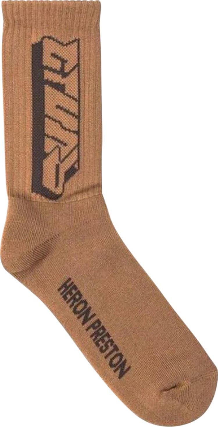 Heron Preston CTNMB Spray Long Socks 'Tobacco Brown'