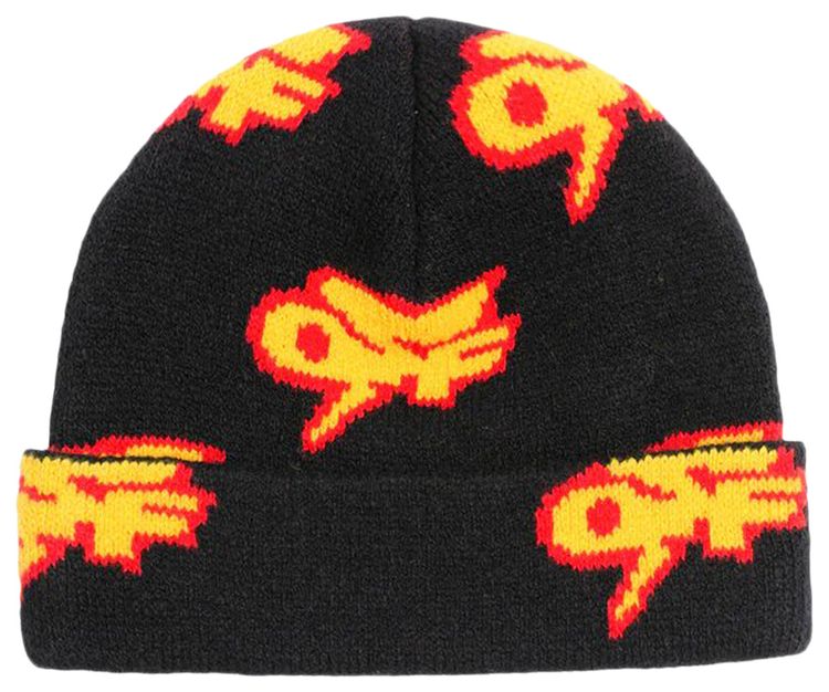 Off White Thunder Beanie BlackYellow