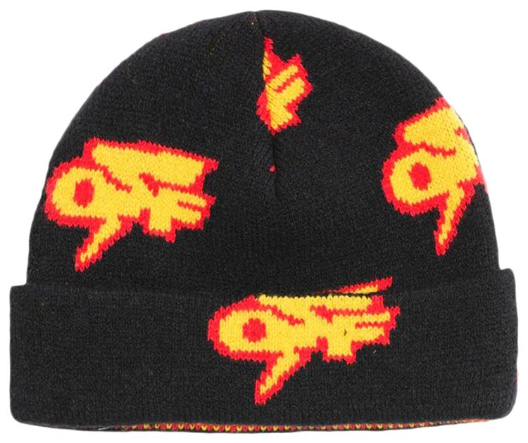 Off White Thunder Beanie BlackYellow