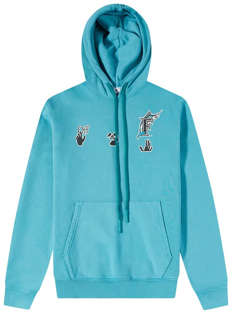 Off White MLB Miami Marlins Hoodie Lake BlueBlack