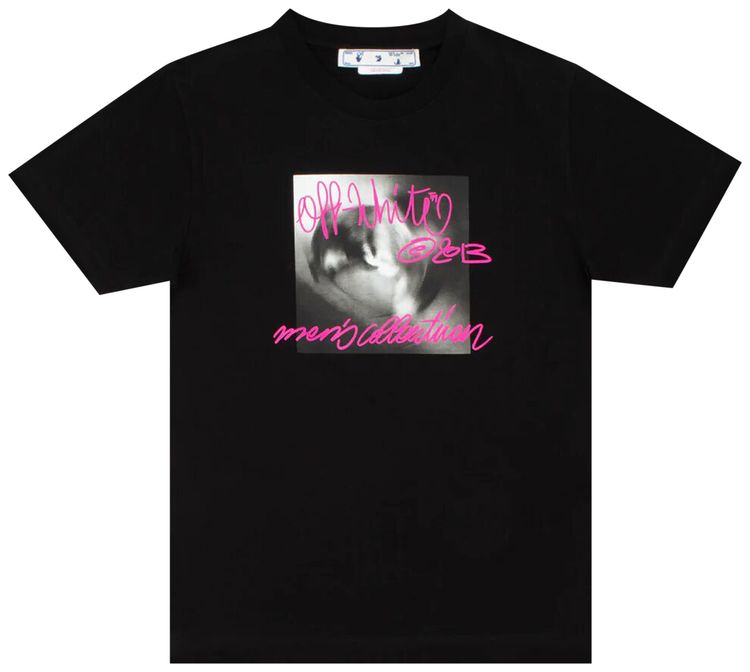 Off White Tornado Type Slim Short Sleeve Tee BlackFuchsia