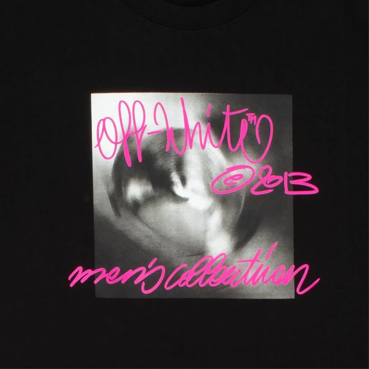 Off White Tornado Type Slim Short Sleeve Tee BlackFuchsia