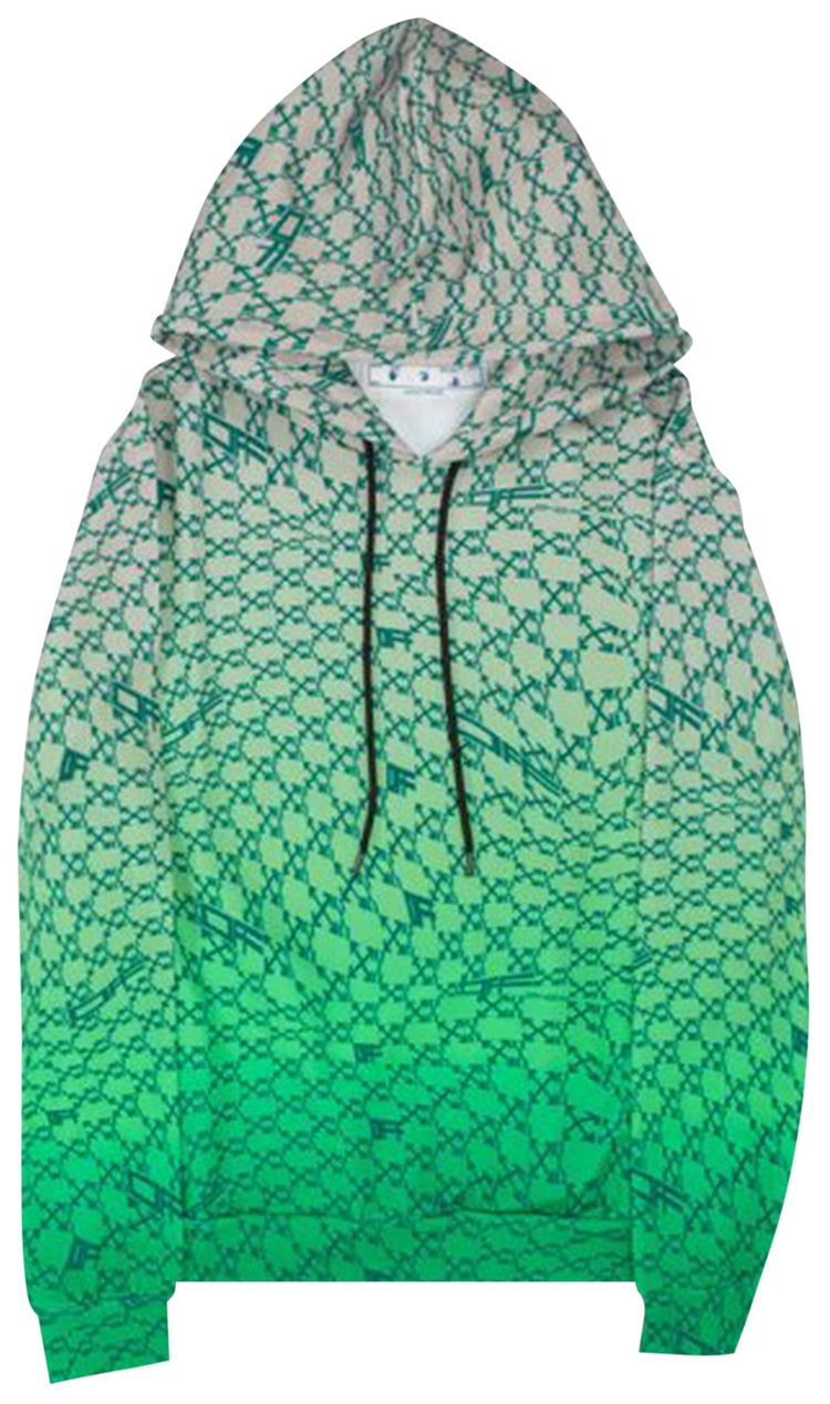 Off White OW Allover Sport Hoodie Green Irish