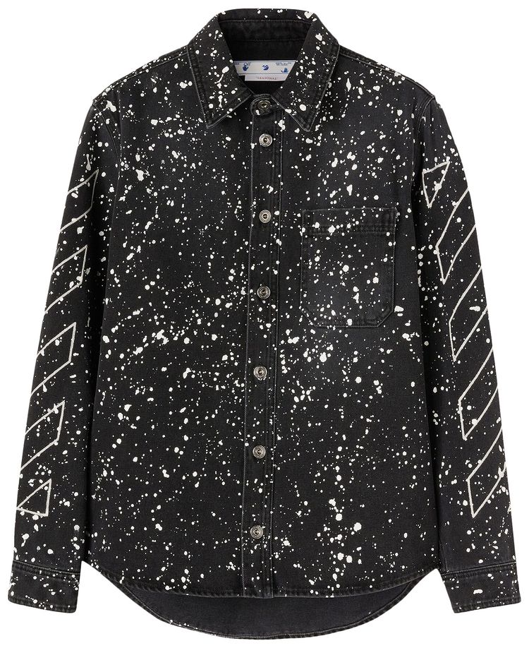 Off White Diag Paint Denim Shirt BlackWhite