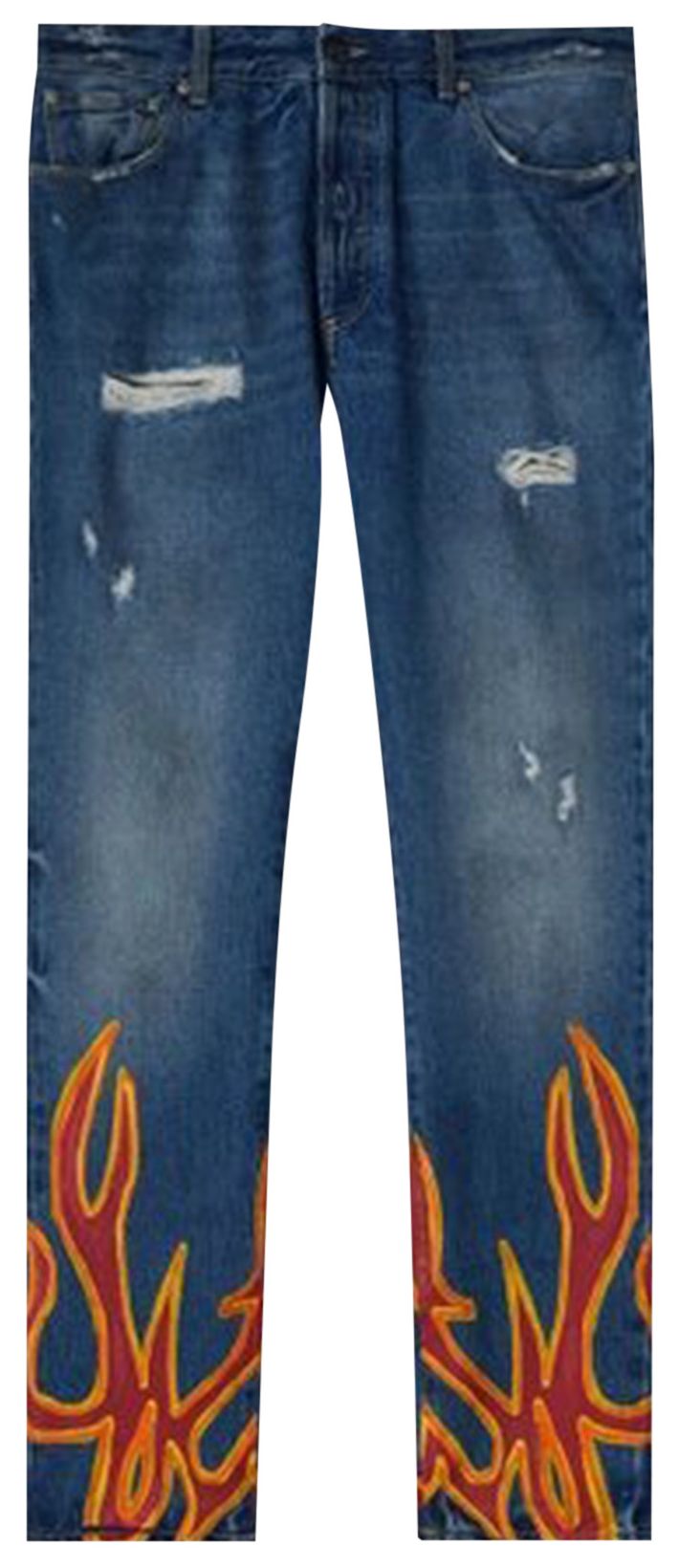Palm Angels Burning Regular 5 Pocket Jeans BlueRed