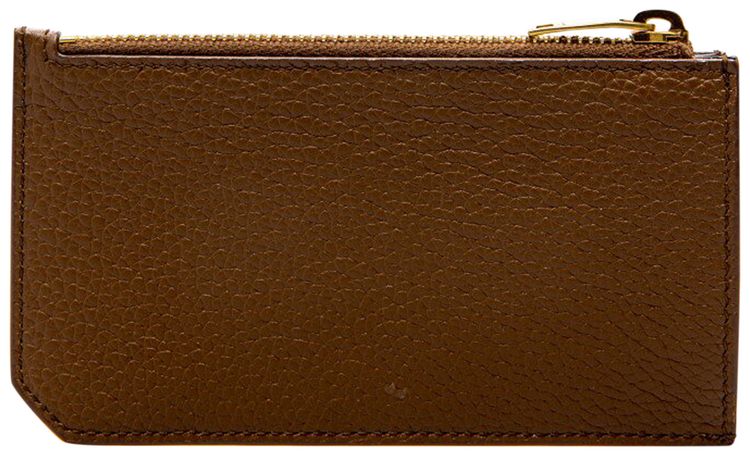 Saint Laurent Tiny Cassandre Zipped Fragments Credit Card Case Toasted Brown