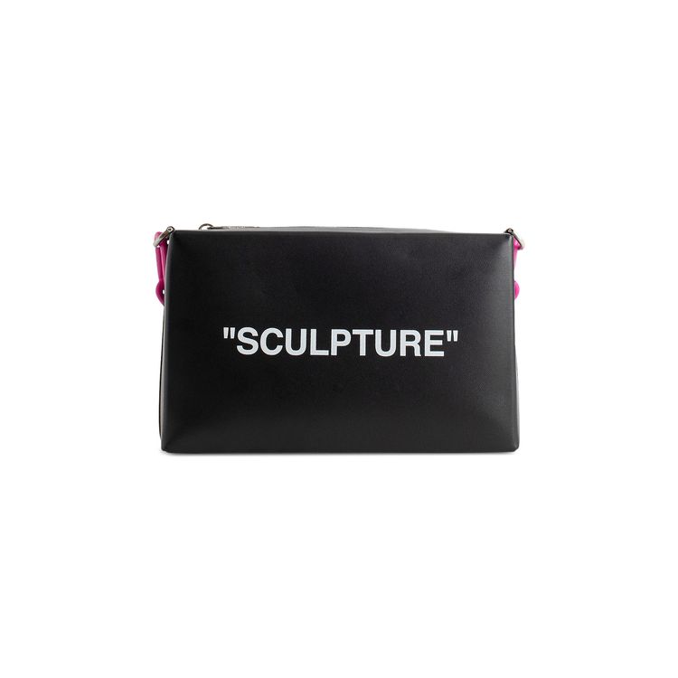 Off White Block Pouch Quote Bag BlackWhite