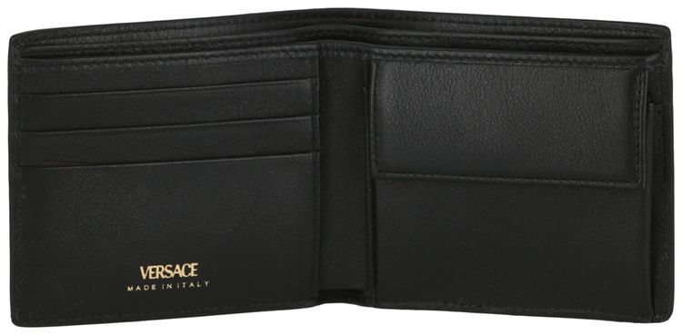 Versace La Medusa Leather Bi Fold Wallet Black