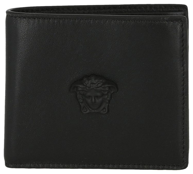 Versace La Medusa Leather Bi Fold Wallet Black