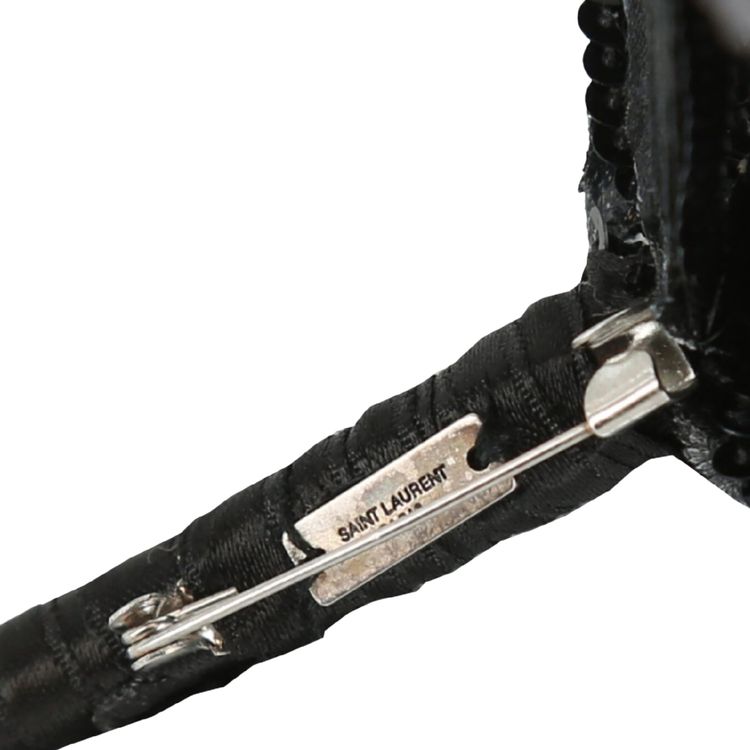 Saint Laurent Floral Sequin Brooch Black