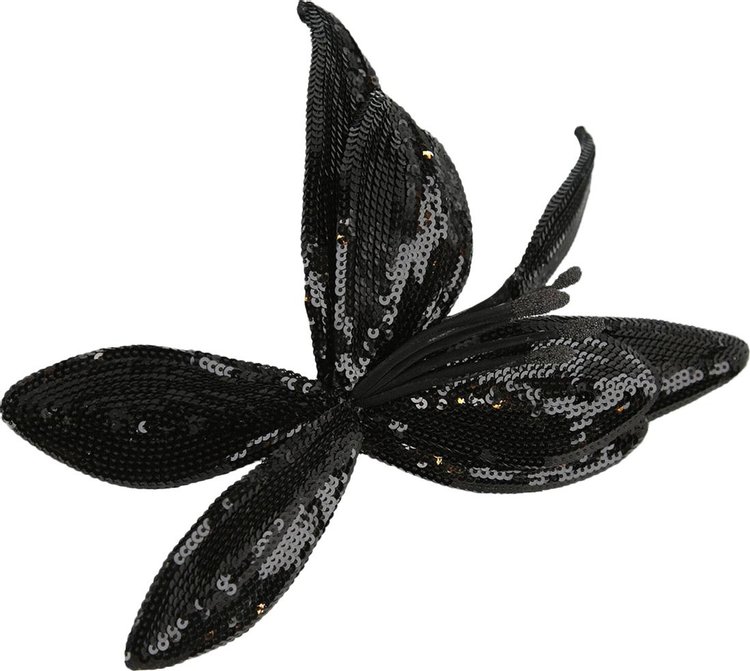 Saint Laurent Floral Sequin Brooch 'Black'