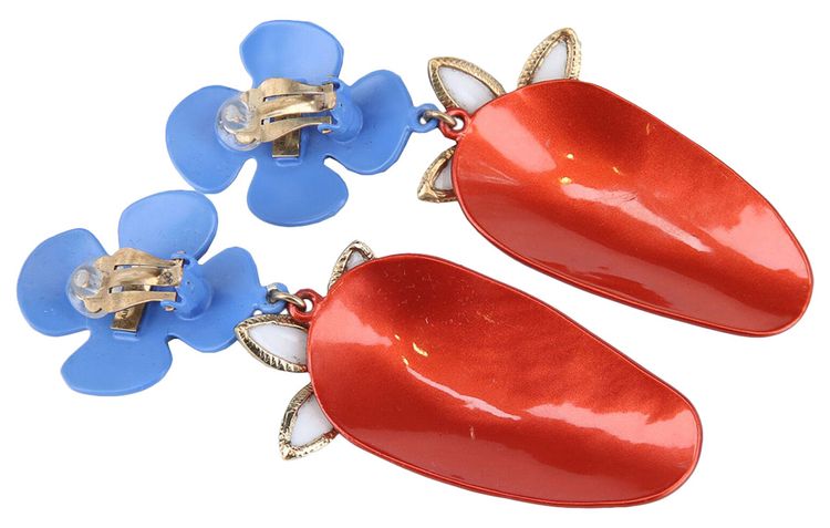 Saint Laurent Flower And Strawberry Pendant Earrings Multicolor