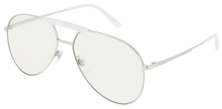Gucci Aviator Style Metal Sunglasses Metallic Silver