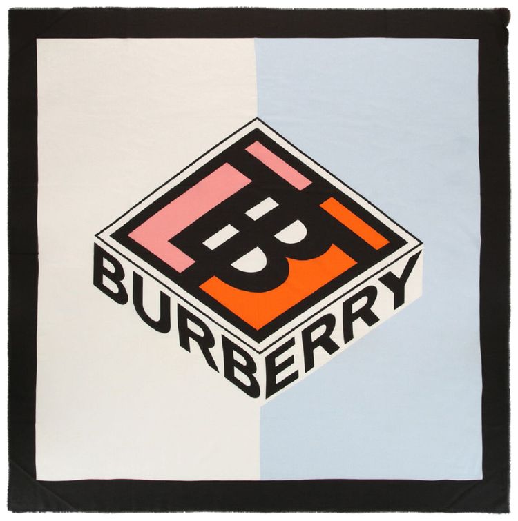 Burberry Box Logo Silk Scarf Multicolor
