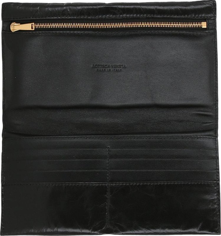 Bottega Veneta Leather Bi Fold Clutch Bag Black