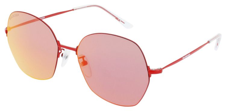 Balenciaga Round Frame Metal Sunglasses Red