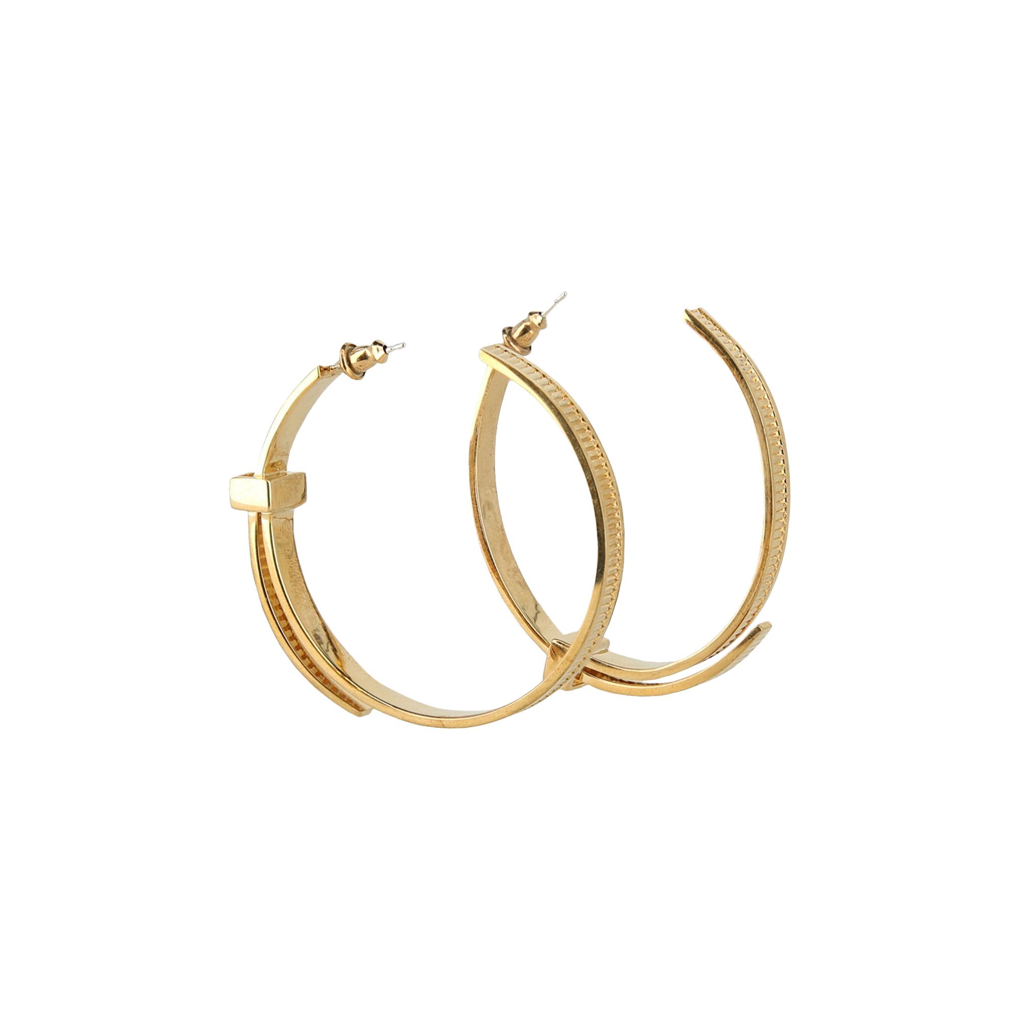 Buy Ambush Asymmetric Zip Tie Hoop Earrings 'Metallic Gold