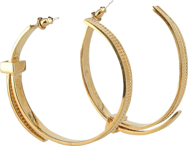Ambush Asymmetric Zip Tie Hoop Earrings 'Metallic Gold'