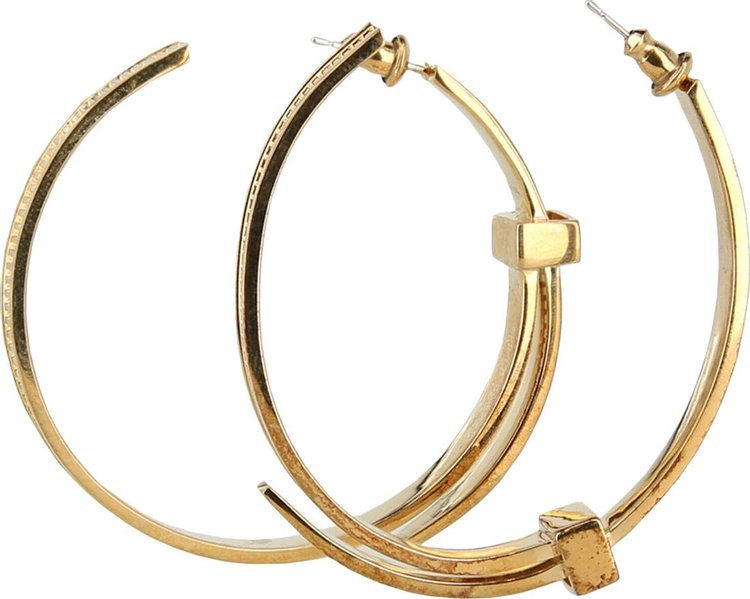 Ambush Asymmetric Zip Tie Hoop Earrings Metallic Gold