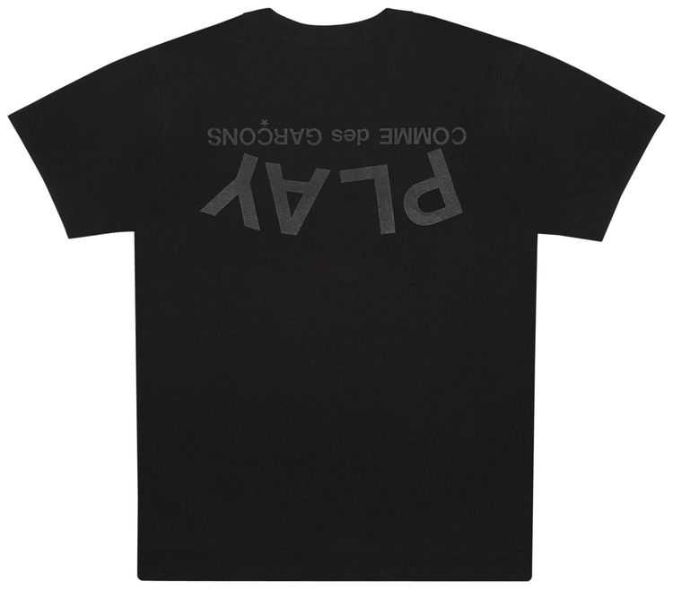 Comme des Garcons PLAY Logo Text T Shirt Black