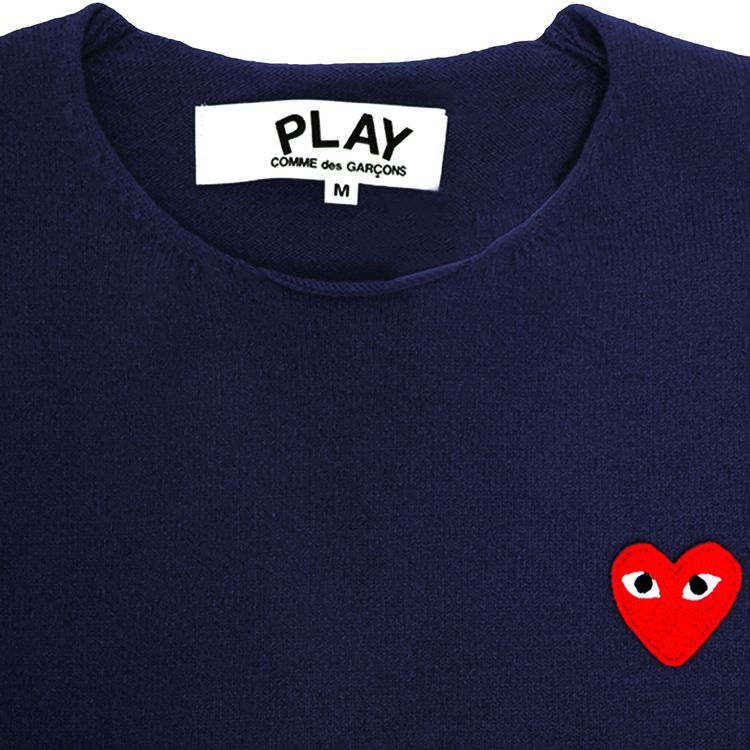 Comme des Garcons PLAY V Neck Pullover Sweater Navy