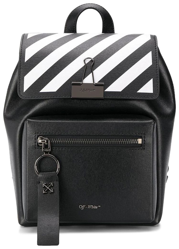 Off White Diag Binder Backpack Black  White