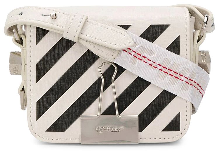 Off White Diag Baby Flap Bag White