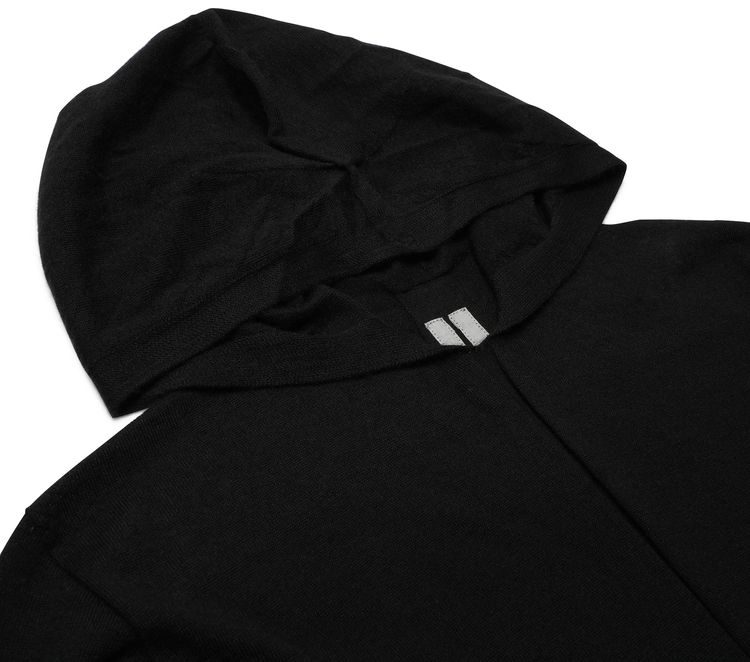 Rick Owens Long Line Knit Hoodie Black