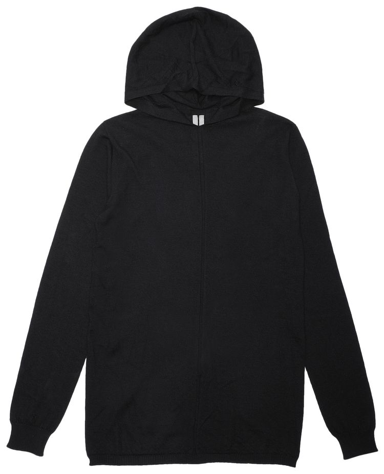 Rick Owens Long Line Knit Hoodie Black