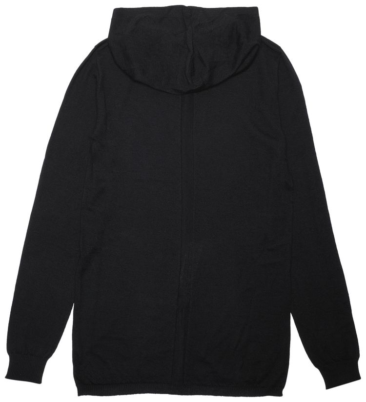 Rick Owens Long Line Knit Hoodie Black