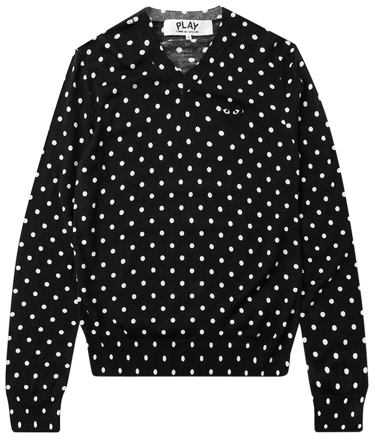 Comme des Garcons PLAY V Neck Sweater Black