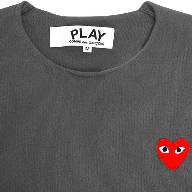 Comme des Garcons PLAY Red Heart Sweater Grey