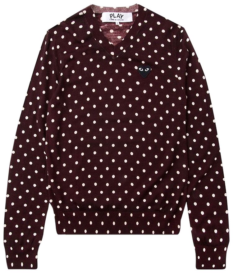 Comme des Garcons PLAY V Neck Sweater Red