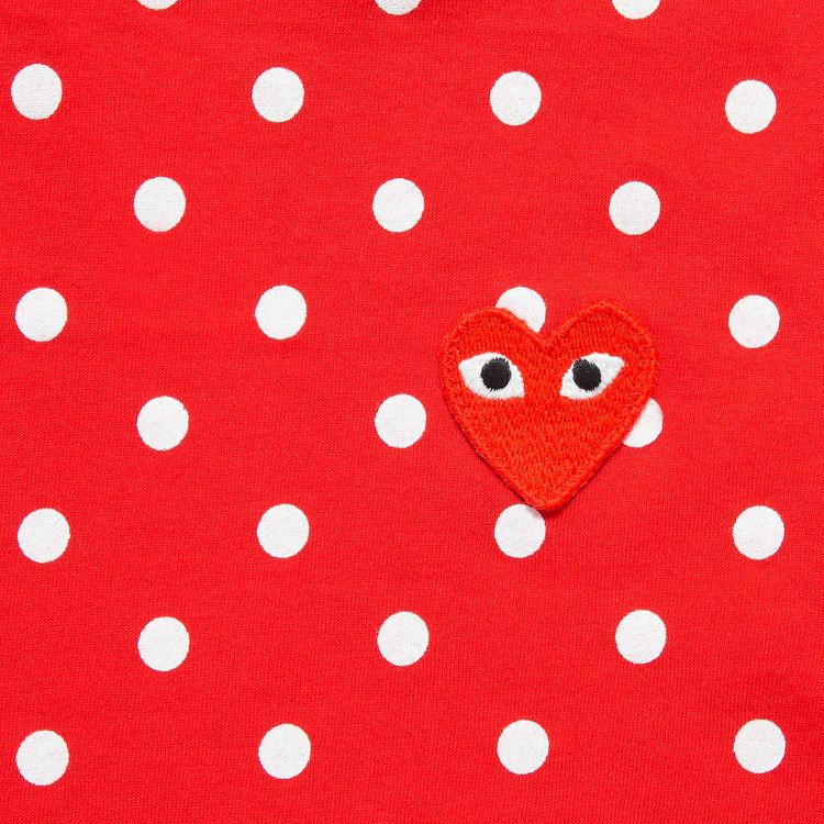 Comme des Garcons PLAY Polka Dot Long Sleeve T Shirt Red
