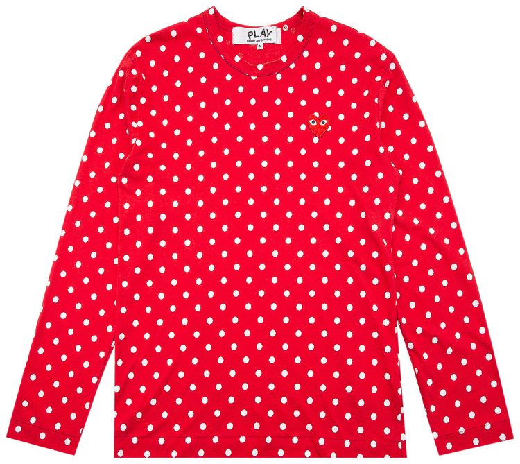 Comme des Garcons PLAY Polka Dot Long Sleeve T Shirt Red