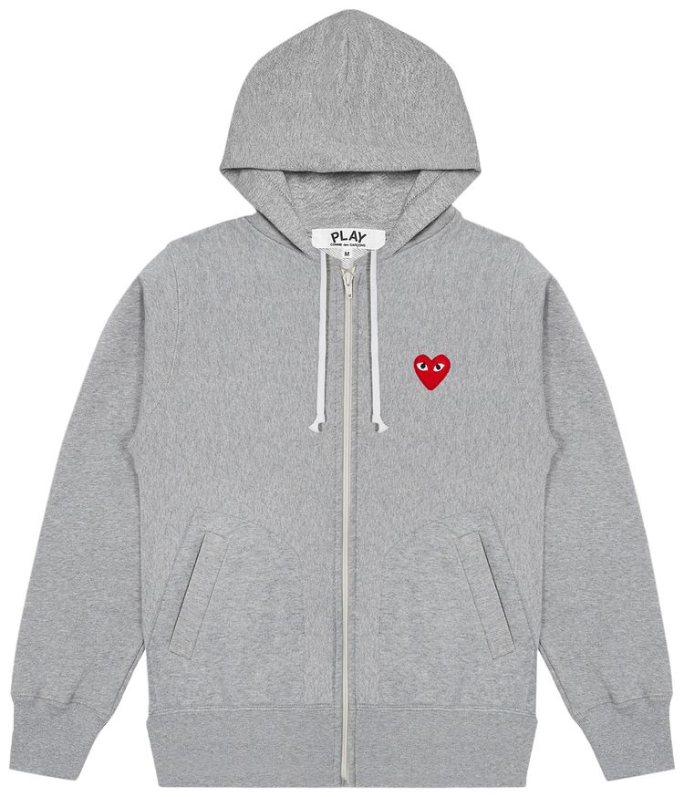 Comme des Garcons PLAY Multi Heart Zip Up Hoodie Grey
