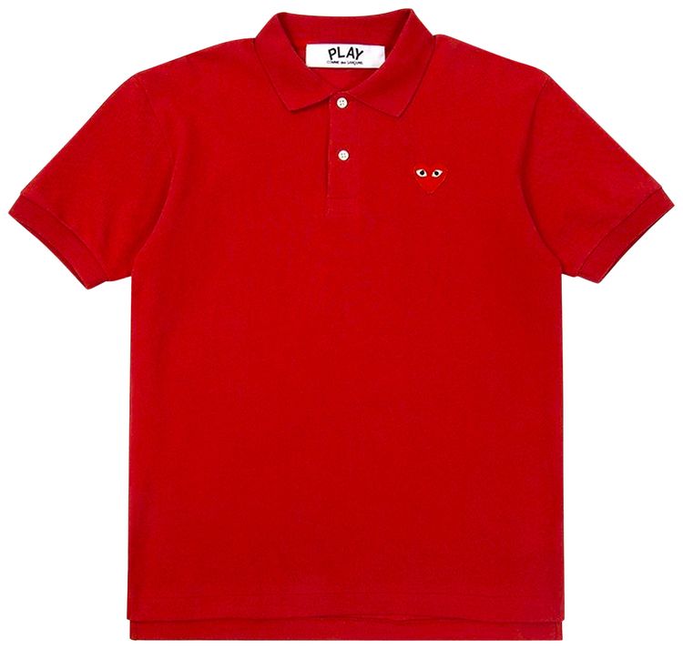 Comme des Garcons PLAY Big Heart Polo T Shirt Red