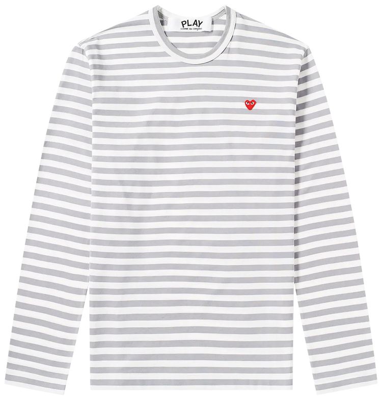 Comme des Garcons PLAY Striped Long Sleeve T Shirt Grey
