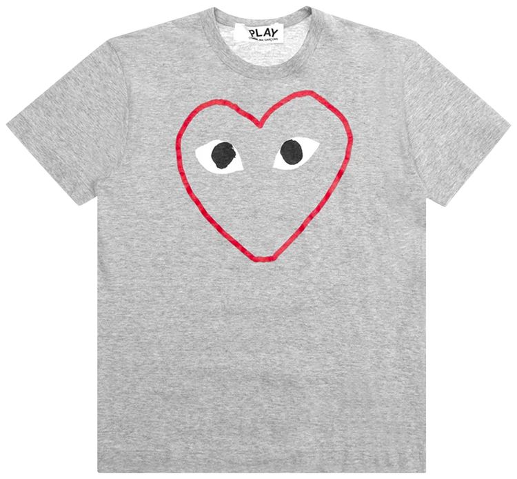 Comme des Garcons PLAY Red Heart Sketch T Shirt Grey