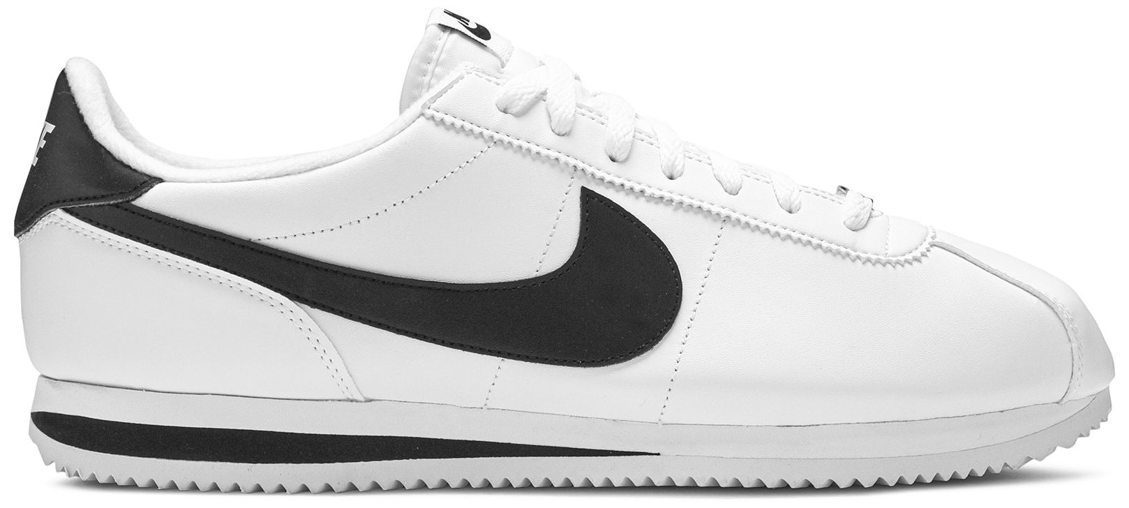 nike cortez black and white leather mens