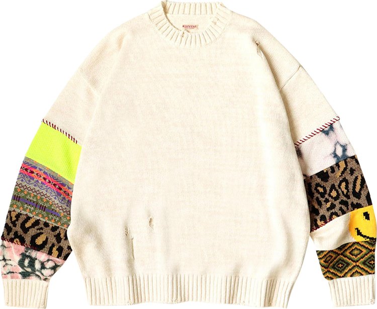 Kapital 5G Cotton Knit Hippie Sleeve Crew Sweater 'Ecru'