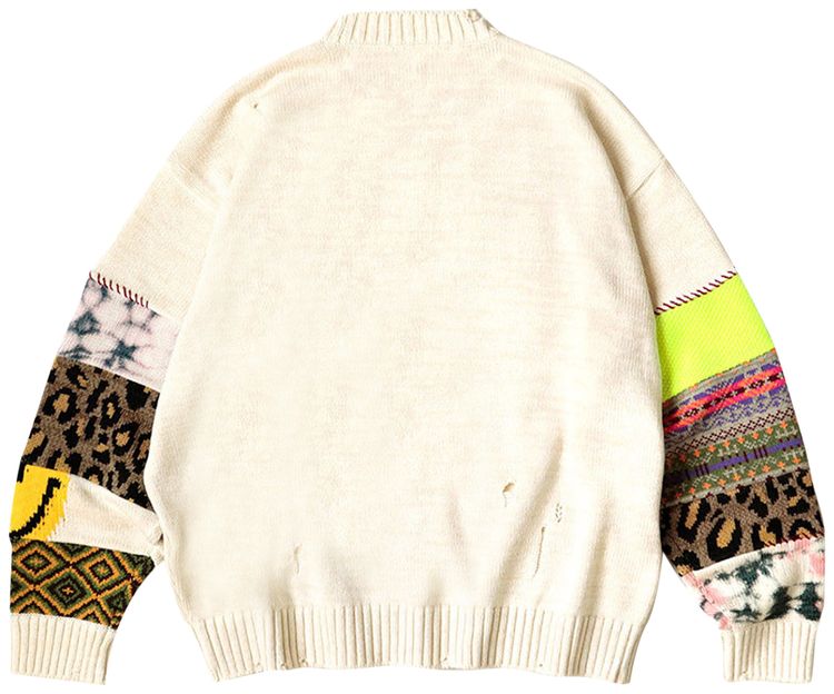 Kapital 5G Cotton Knit Hippie Sleeve Crew Sweater Ecru