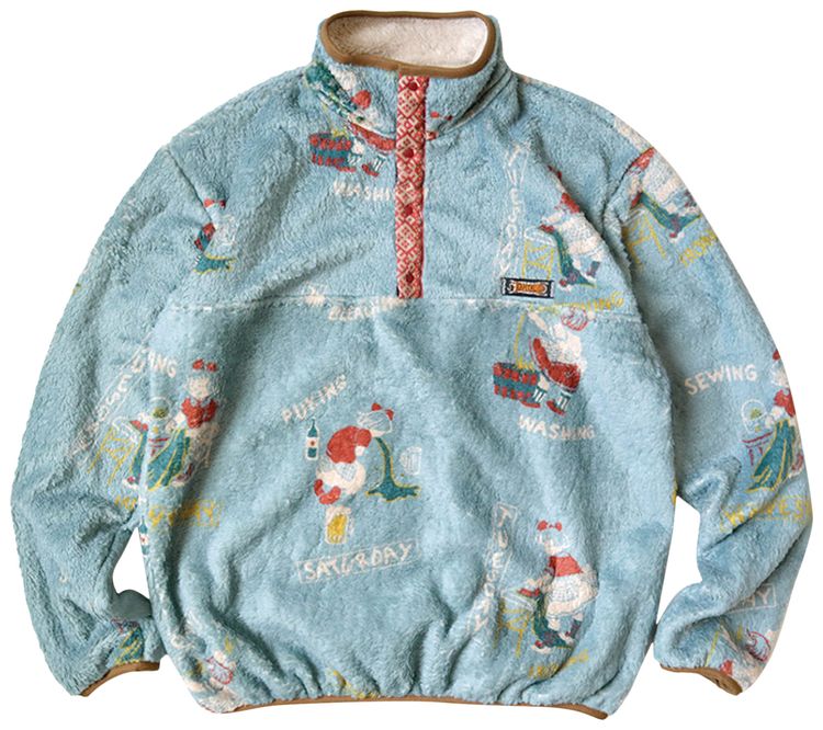 Kapital Kountry Calendar Fleece Pullover Sax