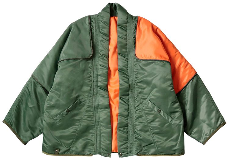 Kapital MA 1 Nylon Kesa Sham Bomber Jacket Khaki