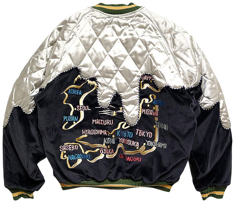 Kapital Sulfer Dyed Velvet Toro Toro Souvenir Jacket BlackEcru