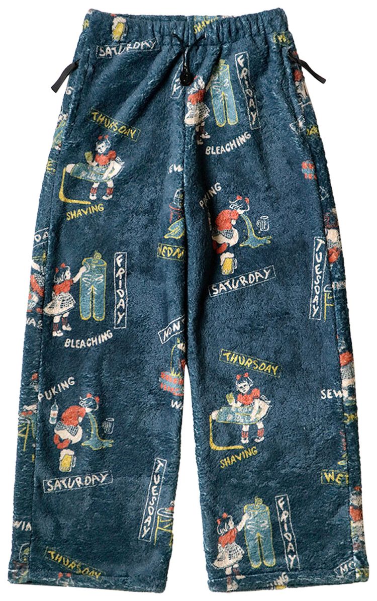 Kapital Kountry Calendar Fleece Easy Straight Pants Navy