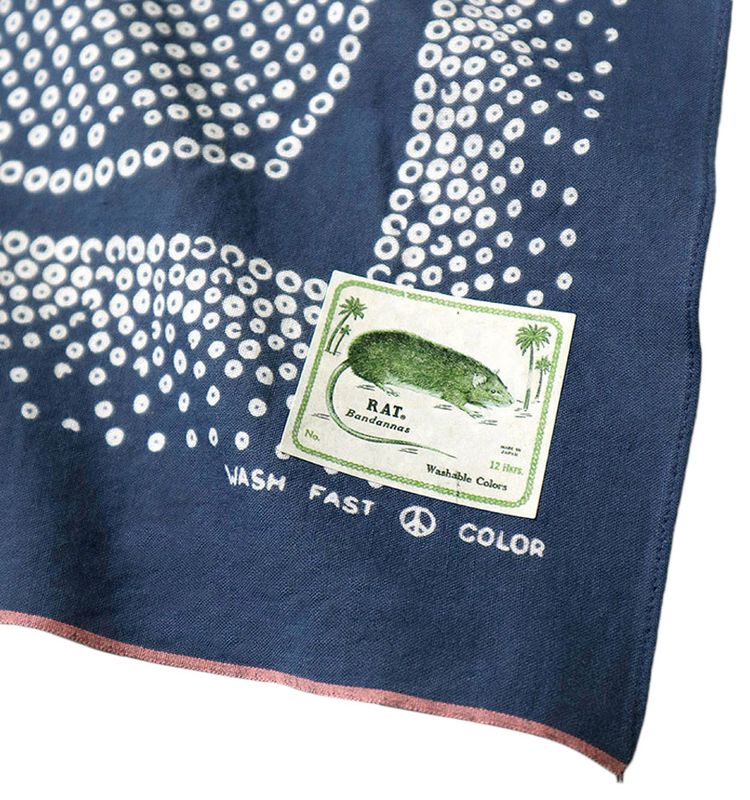 Kapital Fastcolor Selvedge Bandana Love Cat Embroidery Navy