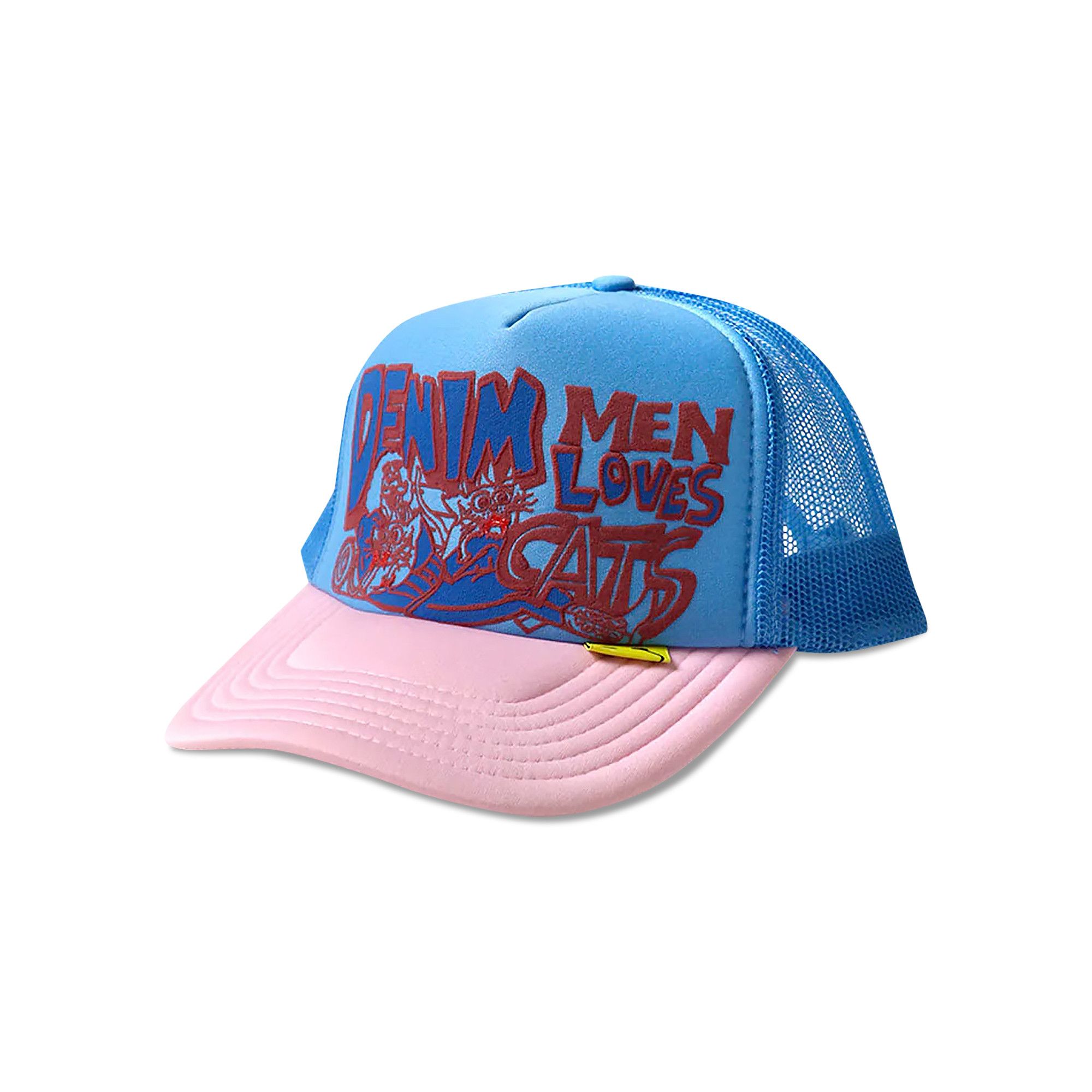 ●AAKAM● 25SS Denim Trucker Cap Buy Kapital Denim Men Love Cats Trucker Cap 'Pink/Sax